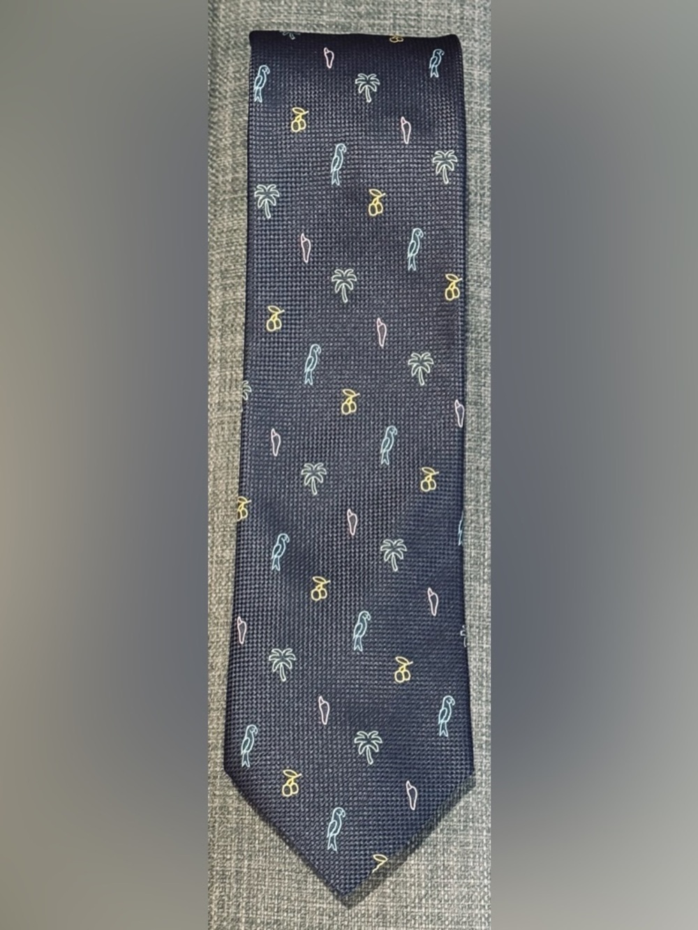 ETON Silk Tie with Multicolor Tropical Motifs